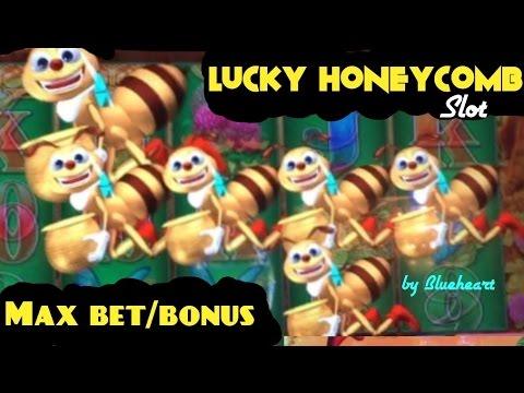 Konami- LUCKY HONEYCOMB slot machine Max bet bonus and BIG WIN LINE HIT!