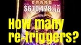 BUFFALO GRAND SLOT MACHINE BONUS-How many re-triggers?