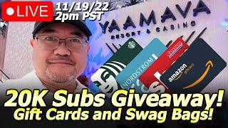 ⋆ Slots ⋆ 20K Subs Celebration! Gift Cards and Swag Bags Giveaway @Yaamava' Resort & Casino