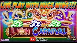 LIONS CARNIVAL Slot Live Play Bonus MAX BET HUGE WINS!!!