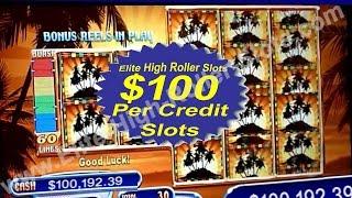$100 Per Credit Slot! $100,000 Spin Win Vegas High Stakes Gambling Handpay Fortunes of the Caribbean