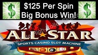 Handpay Jackpot! $125 Max Bet Win! All Star Sports Casino Video Slot Machine High Stakes Vegas Arist