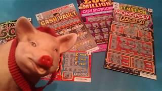 •Scratchcard game.•edge of seat•.Instant £500•.Monopoly.•£50 Million Showdown.•Cash Vault•
