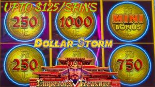 HIGH LIMIT Dollar Storm Emperor's Treasure UP TO $125 SPINS ⋆ Slots ⋆️$25 BONUS ROUND Slot Machine C