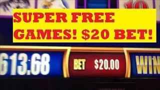 MASSIVE BET $20 SUPER FREE GAMES! BUFFALO  WONDER 4 JACKPOTS!