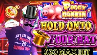 Hold Onto Your Hat Slot Machine $30 MAX BET BONUS | Piggy Bankin Slot Machine $25 Max Be Bonus