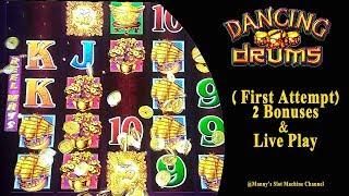 (First Attempt) Dancing Drums by Bally 2 Bonuses and Live Play at Barona Casino Lakeside, CA