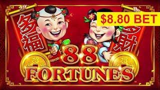 NEW! 88 Fortunes 3RM Slot - GREAT SESSION & BONUS - $8.80 Max Bet!