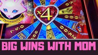 BIG WINS w/ Mom on Can Can de Paris & Hexbreaker 3 Slot Machine Bonus