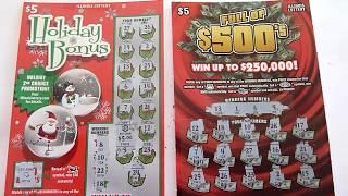 Scratching off TWO $5 Instant Lottery Ticket Scratchcards