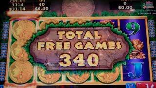 Fortunes Ablaze Slot Machine Bonus - 405 FREE SPINS with Replicating 1st Reel - MEGA BIG WIN