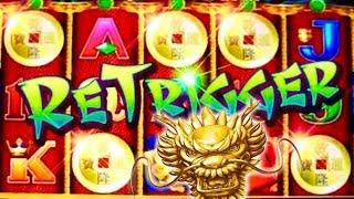 • BIG WIN• 5 Dragons Gold Slot Machine!! RETRIGGERS!, Mystery Bonus! Aristocrat Slot!