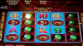 50 Dragons Deluxe Slot Machine - 2 Bonuses - Free Games Wins with Wilds Added