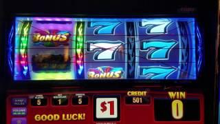 Triple Red Hot Sevens Slot Machine  DOUBLE BONUS Game Max Bet