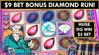 BIG BETS! BIG WINS! Double Diamond Run Slot Machine, HUGE DIAMOND QUEEN BONUS & CLEO II