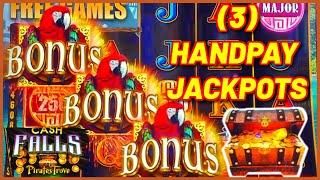 High Limit Cash Falls Pirate's Trove (3) HANDPAY JACKPOTS $50 MAX BET Bonus Round Slot Machine