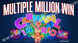 Multiple Million Dollar Slot Play on Clown Carnival $100 Slot Machine! High Roller Jackpot, Handpay!