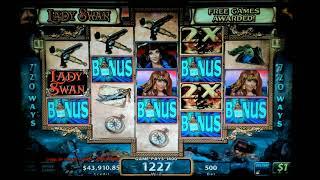 Huge Jackpot Bonus Round on Lady Swan Slot Machine Must See!