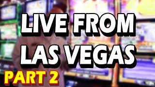 PART 2 OF THE FIRST LIVE EPISODE WITH VEGASLOWROLLER AND MOM!! -- Casino Slot Machine Bonus Play Win
