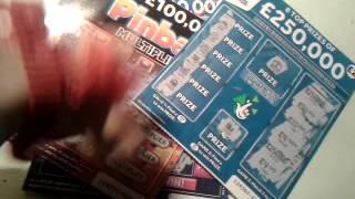 scratchcard..£250.000 Blue..Get Lucky.Pinball