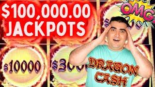 $100,000.00 JACKPOTS On Dragon Cash Slot Machine