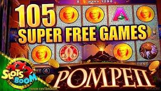 105 SUPER FREE SPINS on POMPEII ~ WONDER 4  Aristocrat ~ Video Slot in San Manuel Casino