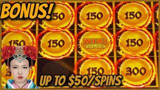 HIGH LIMIT SESSION UP TO $50 Spins on Dragon Link Autumn Moon ⋆ Slots ⋆ $15 Bonus Round Slot Machine
