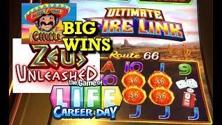 BIG WINS: Ultimate Fire Link, Zeus Unleashed, More More Chilli, Game of Life.