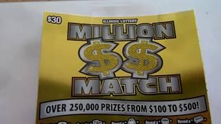 Scratching off a $30 Instant Lottery Ticket - Million $$ Match