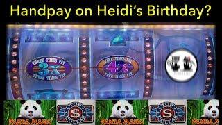 Handpay on Heidi's birthday? • Panda Magic • Top Dollar Extra Prize Bonus • The Slot Cats •
