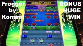 Frogger Live Play with Bonus and HUGE WIN Slot Machine Konami Las Vegas