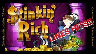 STINKIN RICH ** HUGE LINES HITS!! ** 2c ** BY IGT SLOT