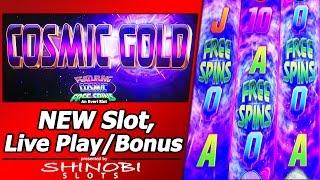 Cosmic Gold Slot - Live Play, Nice Line Hit and Free Spins Bonus in First Look at new Everi title