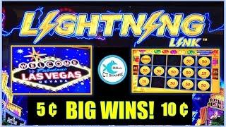 Lightning Link Slot Machine - Multiple Bonuses - 5 &10 cent denom Wins!