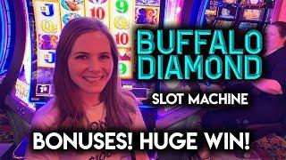 HUGE WIN! AWESOME SESSION! Buffalo Diamond Slot Machine! BONUSES!!