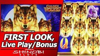Golden Wolves Slot - First Look, Live Play and Free Spins Bonuses in new Konami title