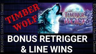 •TIMBER WOLF • Bonus Retrigger & Line Wins •20c denom.•By Aristocrat Slot