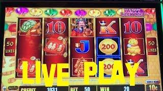 Lightning Link Happy Lantern Live Play 10 cent denom $5.00 bet Slot Machine