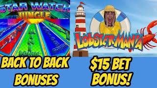 Back to Back Bonuses-Star Watch Jungle & Winning on Lucky Larry's Lobstermania!