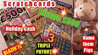 •Scratchcards•Instant £500•Holiday Cash•Triple Payout•Blazin'7s.•‍your chance to Name that pig