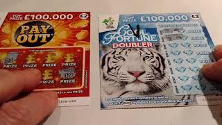 PAY OUT...COOL FORTUNE.Scratchcards..FIDDLERS FORTUNE..HOT MONEY..CASH SPECTACULAR..