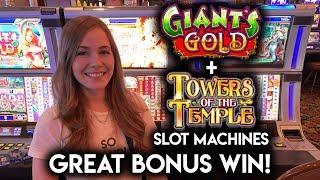 NICE BONUS WIN!! Towers of The Temple and Giants Gold! Colossal Reels Slot Machines!!