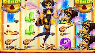 HONEY WINS Video Slot Casino Game with a RETRIGGERED HONEYCOMB CASTLE FREE SPIN BONUS