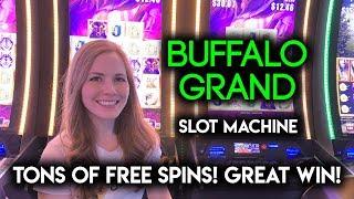 INSANE Amount of Free Spins on Buffalo Grand Slot Machine! BONUS NICE WIN!