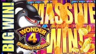 •"MASSIVE" BIG WIN!• SUPER FREE GAMES! | WONDER 4 SPINNING FORTUNES WHALES OF CASH Slot Machine