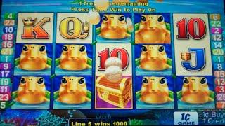 Turtle Treasure Slot Machine Bonus - 10 Free Games w/ Stacked Turtles & Wilds - Nice Win (#1)