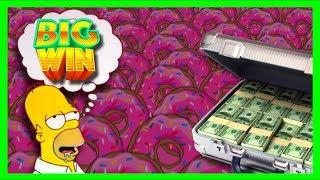 3 MORE FOR A JACKPOT! CAN I GET EM?!? BIG WINS! LIVE PLAY and BONUSES on SIMPSONS SLOT MACHINE!