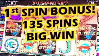 ⋆ Slots ⋆1st SPIN BONUS BIG WIN on $5 BET!⋆ Slots ⋆ SO MANY SPINS! RETRIGGERS! KILAMANJARO SLOT MACHINE!