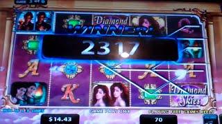 Diamond Skies Slot Machine Bonus - 6 Free Games Win with Split Symbols