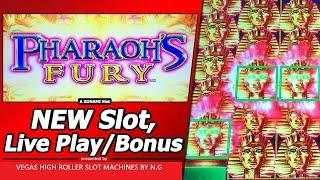 Pharaoh's Fury Slot Machine Bonus Win With ReTrigger !!!! Live Play